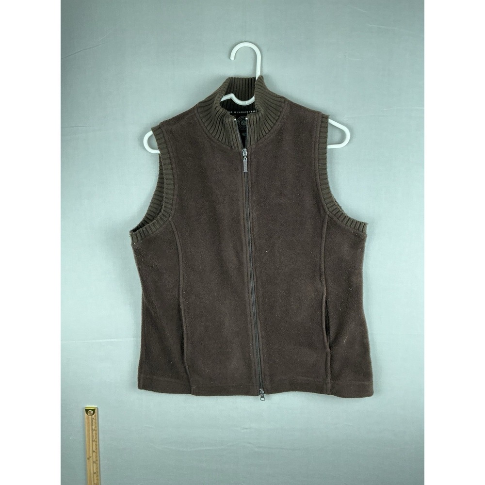 Carolyn Taylor Womens Sweater Medium Brown Ribbed Knit Crewneck